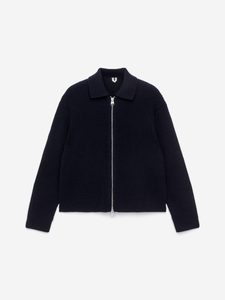 ARKET Navy textured zip cardigan