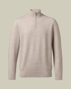 Charles Tyrwhitt Stone textured zip-neck