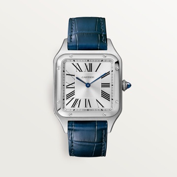 Cartier Montre Santos-Dumont, grand modèle, quartz, acier, cuir