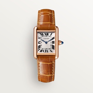 Cartier Montre Tank Louis Cartier, petit modèle, or rose, cuir