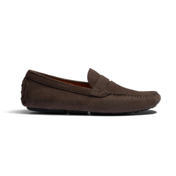 J.M. Weston Mocassin de conduite Drive-On [homme cuir veau velours marron foncé]