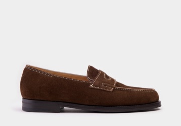 John Lobb Lopez (CS) penny loafer, dark brown suede