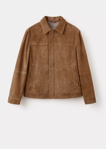 Mango Blouson 100 % cuir daim poches